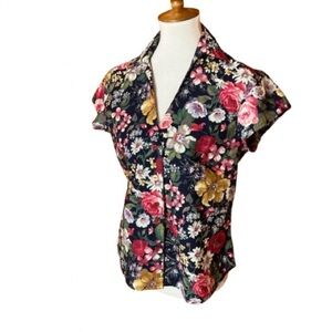Vintage 70s Floral Button Down Top